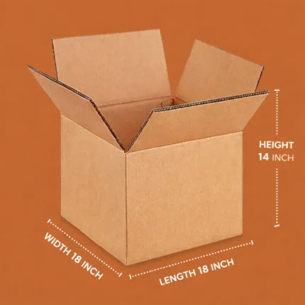 Heavy-Duty Corrugated Packaging Box (18 × 18 × 14 Inches)
