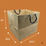 10.5" x 10.5" x 11" Large Kraft Paper Bags with Rope Handles