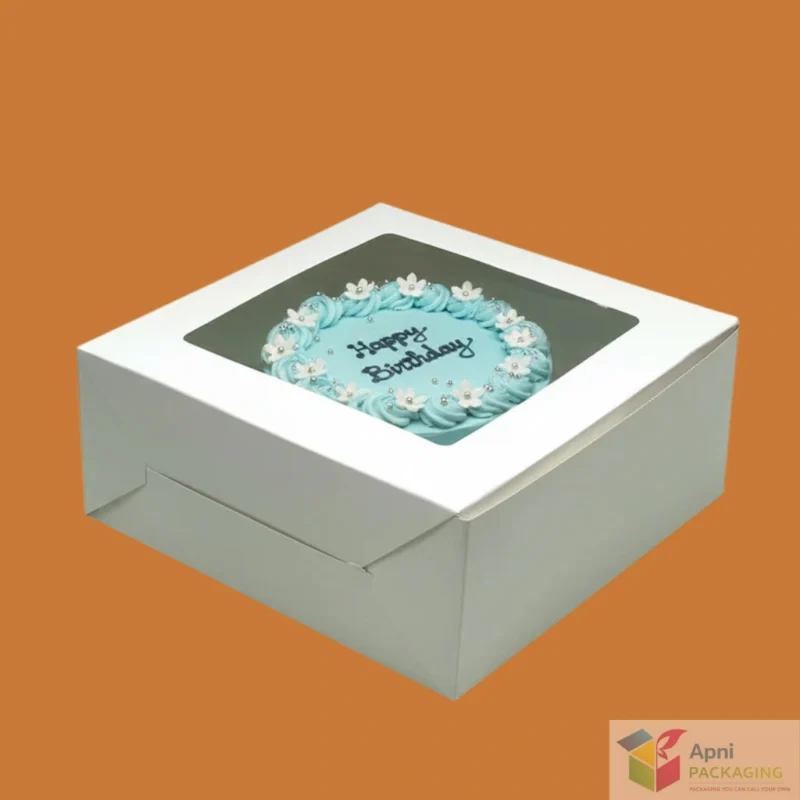 Premium 10x10x4 Inch White Cake Box with Window Lid – Strong Bakery & Dessert Packaging | Apni Packaging