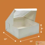 White 10x10x4 inch cake box with lid open food grade bakery packaging