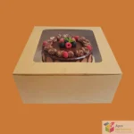 Kraft brown cake box with clear window lid empty view