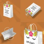 White unicorn theme paper gift bag with rope handles