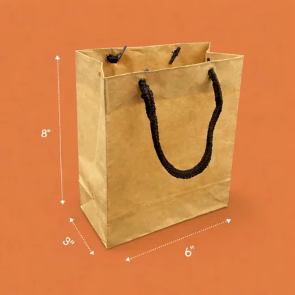 6" x 8" x 3" Kraft Paper Gift Bags with Rope Handles