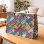 Pattern design paper bag with sturdy rope handles