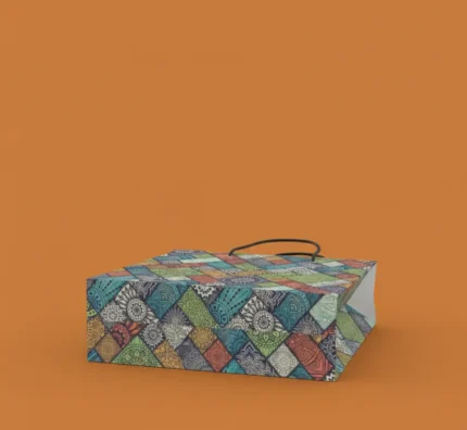 Multi color pattern paper gift bag for retail packaging