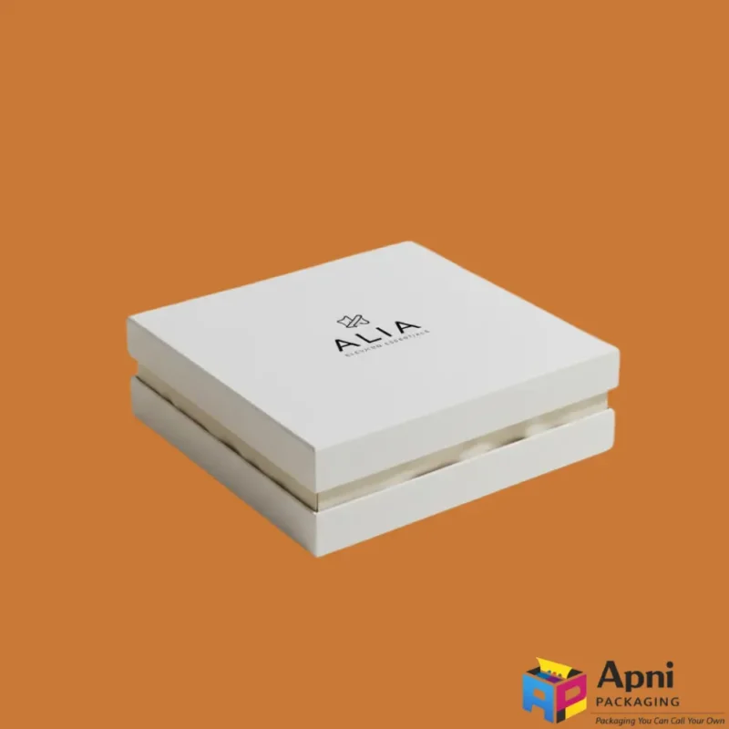 Luxury rigid lid and base box with custom logo by Apni Packaging