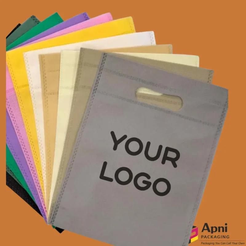 Custom non woven shopping bags in multiple colors with logo printing by Apni Packaging