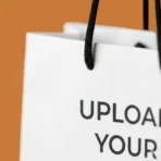 White custom printed paper shopping bag with rope handles