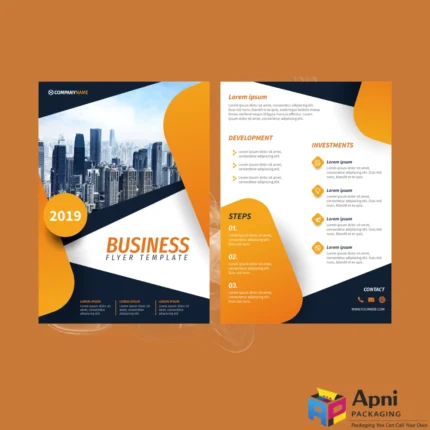 Custom brochures designed with vibrant colors and high-quality print by Apni Packaging.