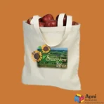 Natural cotton economy tote bag 15.5x15 inch with full color custom printing by Apni Packaging