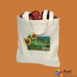 Natural cotton economy tote bag 15.5x15 inch with full color custom printing by Apni Packaging