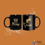 King and queen custom mugs with gold design