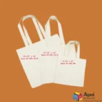 Natural cotton tote bag with strong stitched handles close view