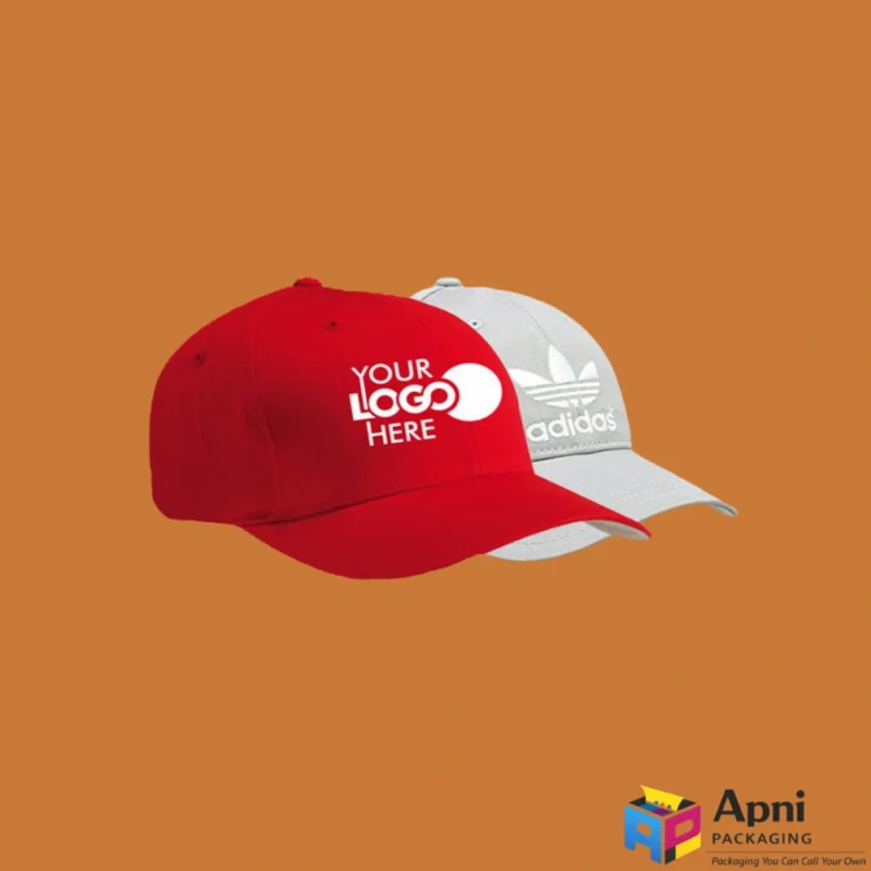 Red and gray custom caps for branding with your logo