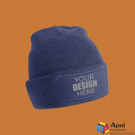 Custom blue beanie for branding and personalized design
